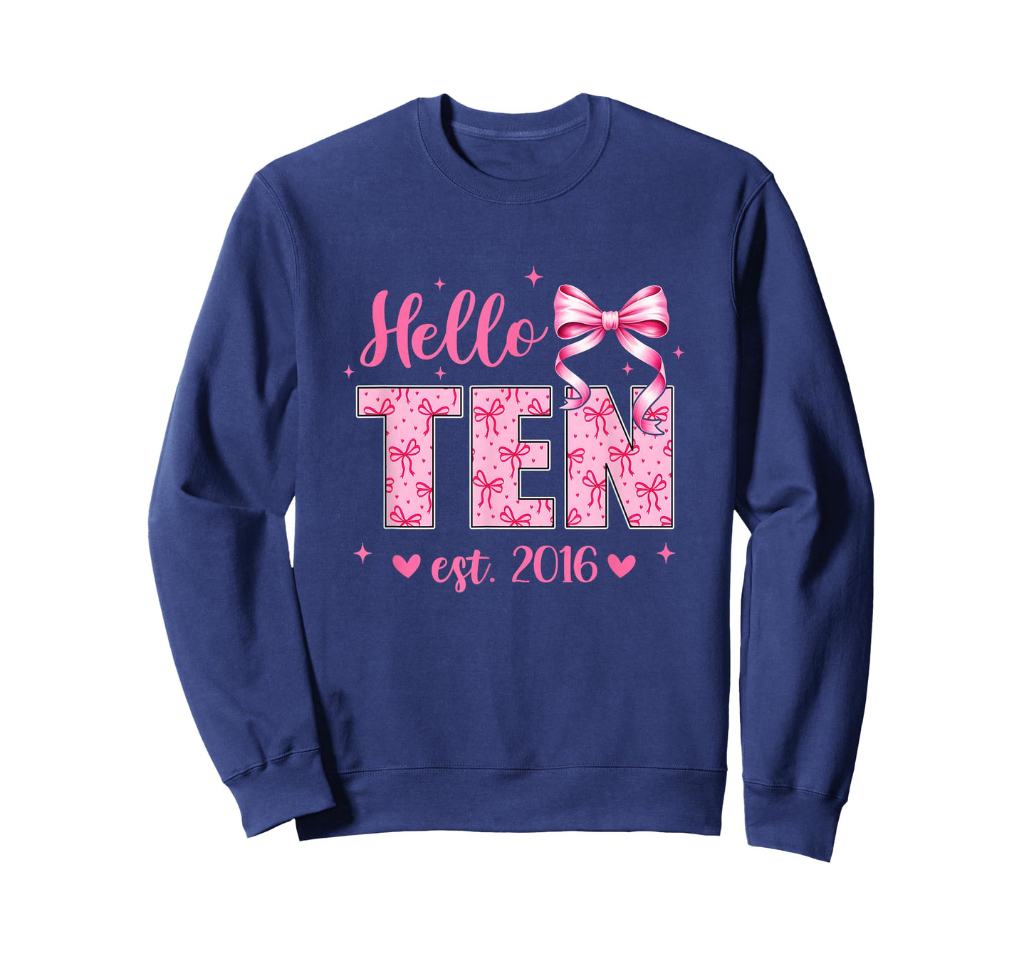 Hello Ten Est 2016 Coquette Bow 10Th Birthday Girl 10 Years T-Shirt