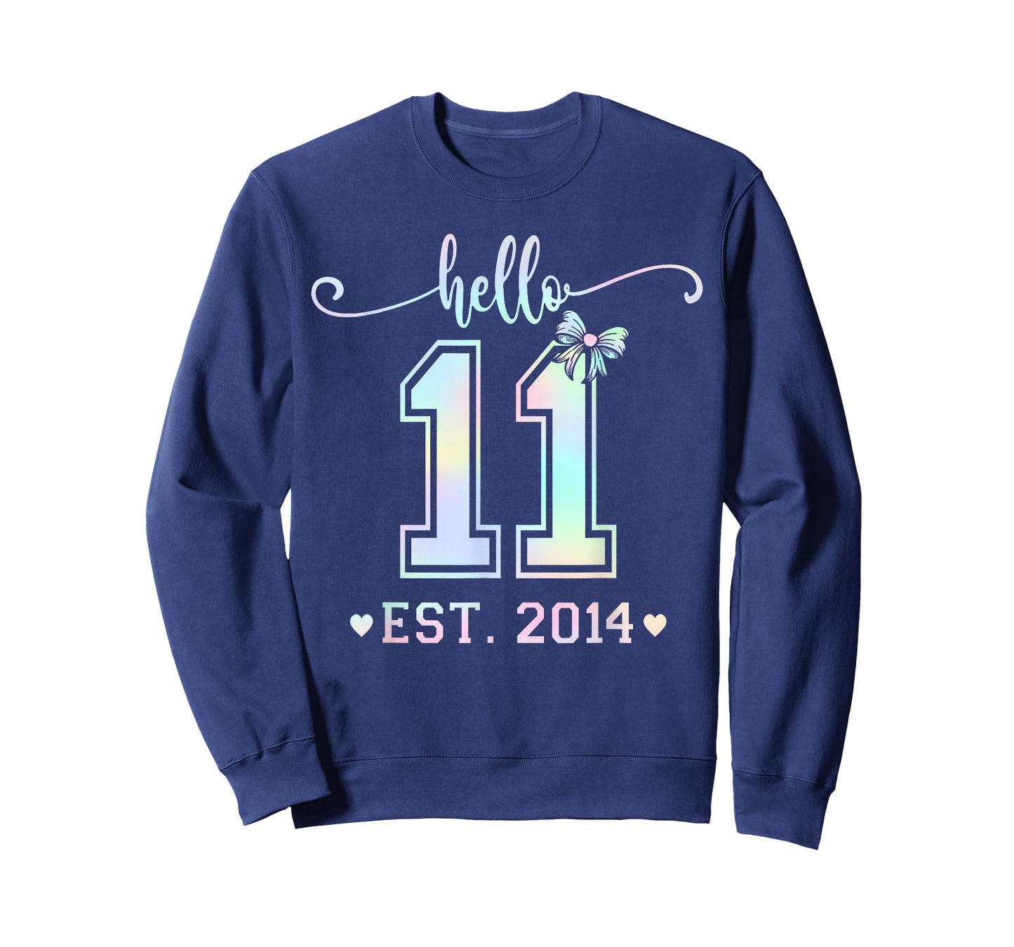 Hello Eleven Est 2014 Coquette Bow 11th Birthday Girl T-Shirt