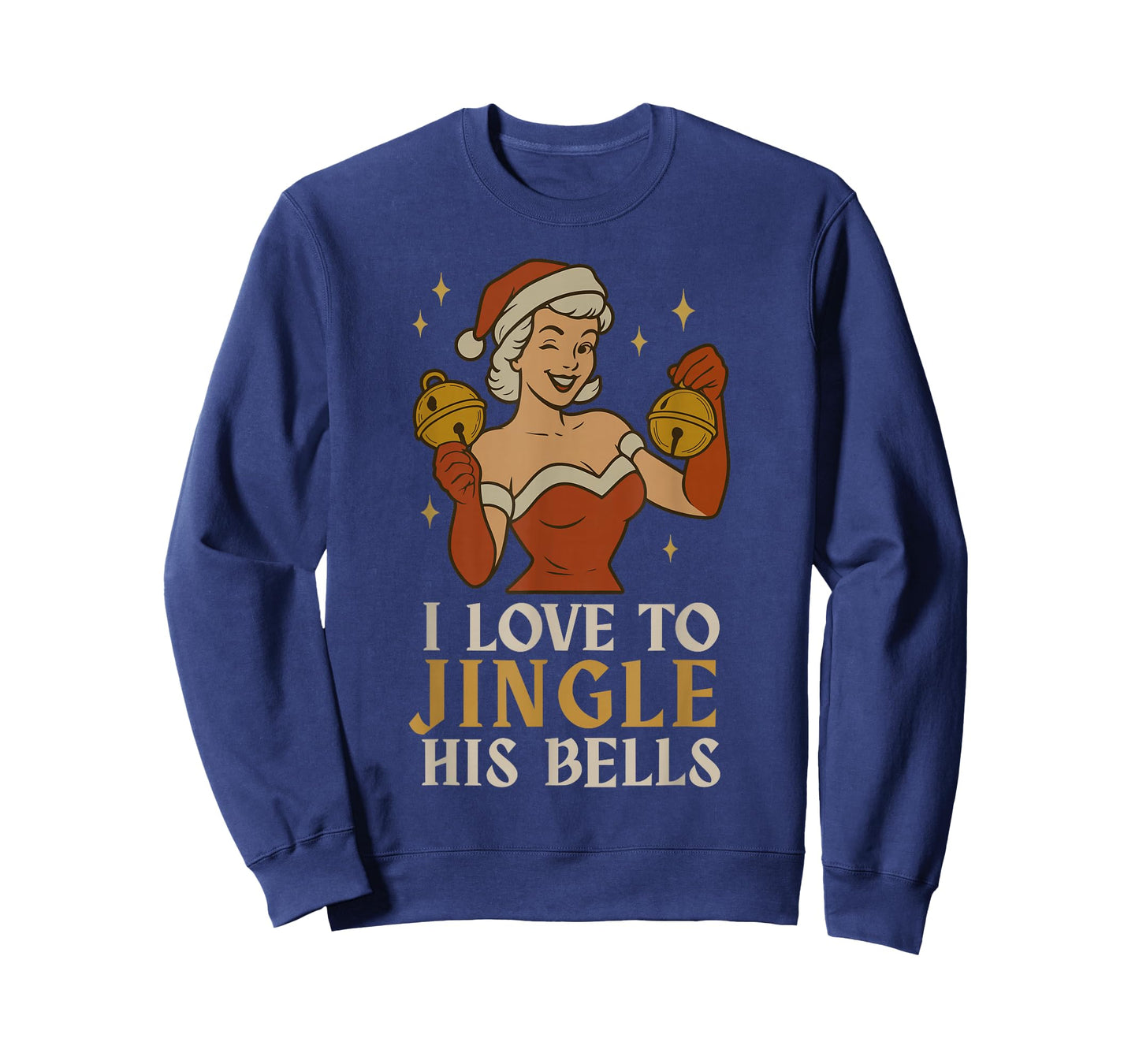 Retro Santa I Love to Stuff Her Stock Jingle His Bells Xmas T-Shirt