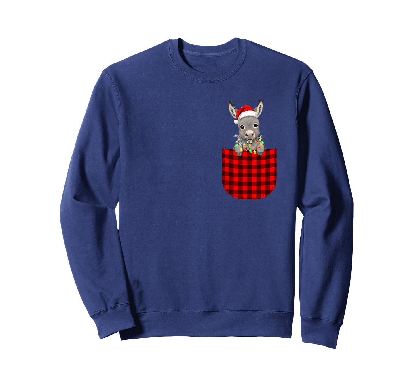 Donkey Buffalo Red Plaid Pocket Christmas Funny Men Women T-Shirt