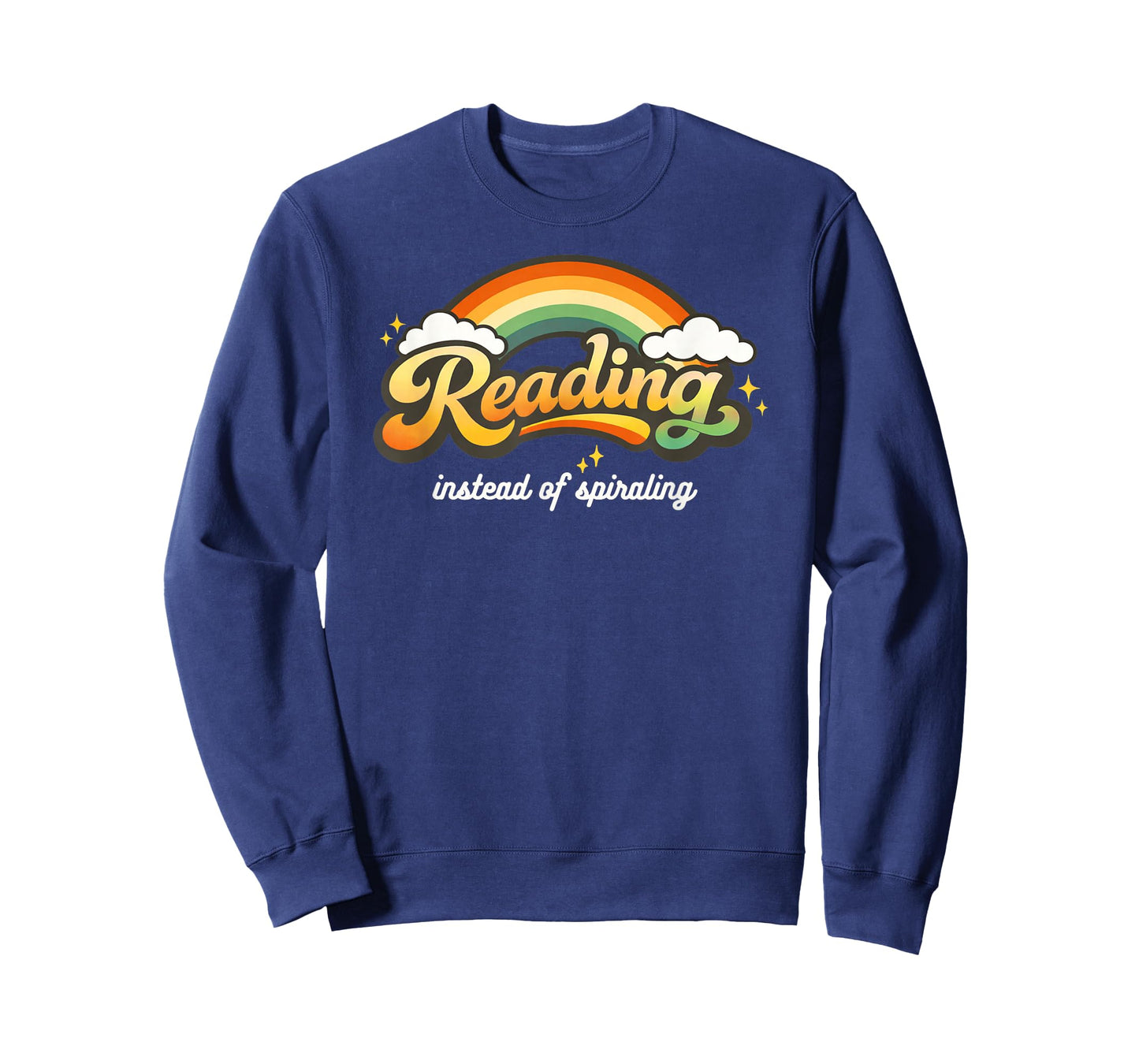 Reading Instead of Spiraling Retro Rainbow Book Lover Design T-Shirt