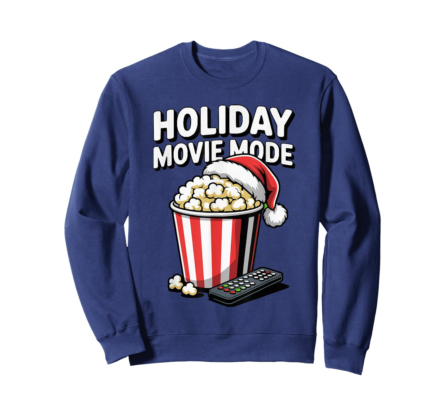 Holiday Movie Mode Popcorn Santa Hat Remote T-Shirt