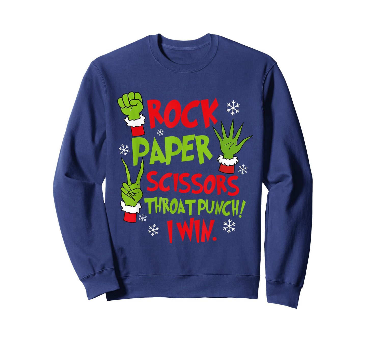 Rock Paper Scissors Throat Punch I Win Funny Christmas T-Shirt