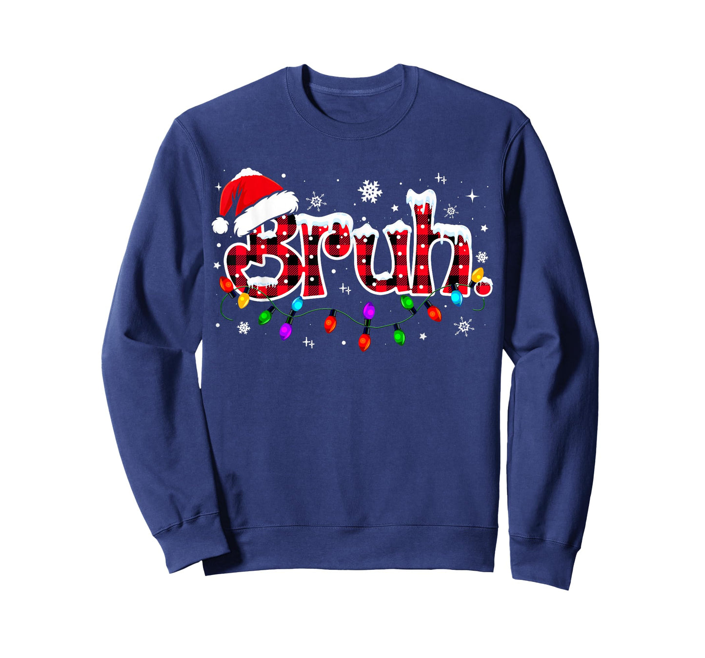 Bruh Funny Christmas Red Plaid Teens Boys Kids Xmas Pajamas T-Shirt