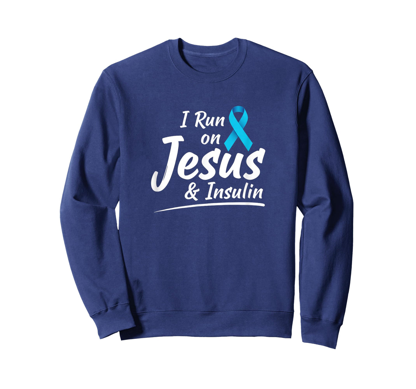 Awareness I Run On Jesus & Insulin - Diabetes Faith Ribbon T-Shirt