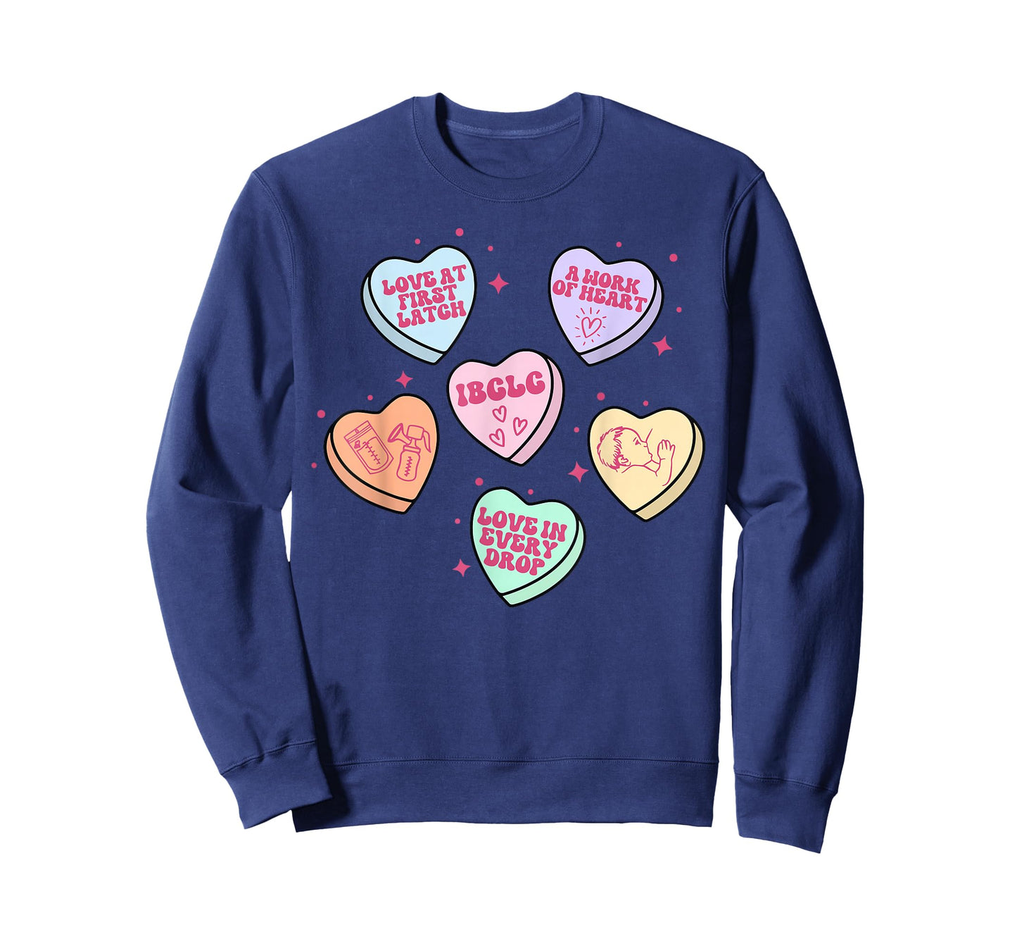 Lactation Consultant Candy Heart Valentines Day IBCLC Crew T-Shirt
