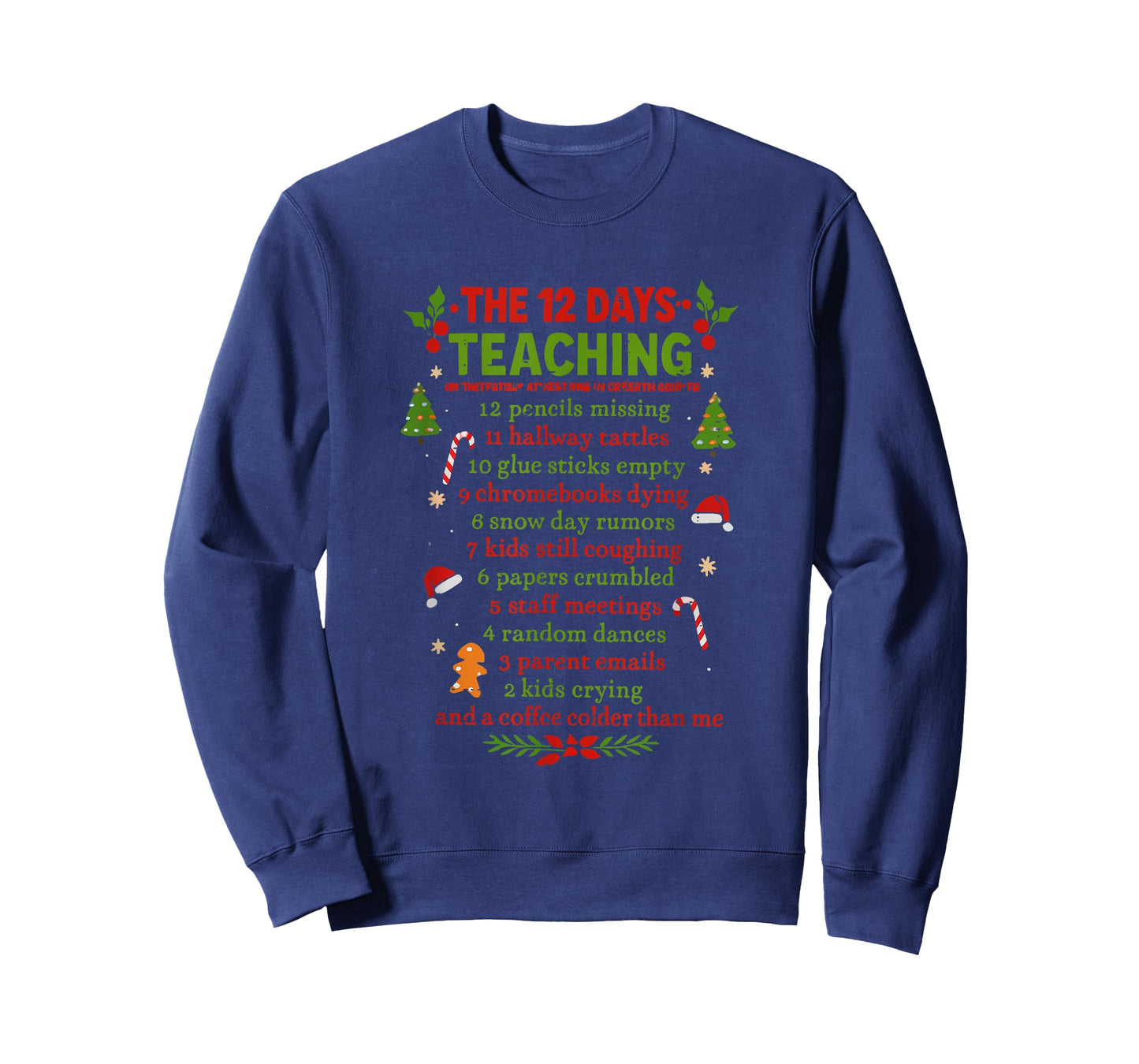 Retro The 12 Days of Teaching Christmas Teacher Xmas Holiday T-Shirt