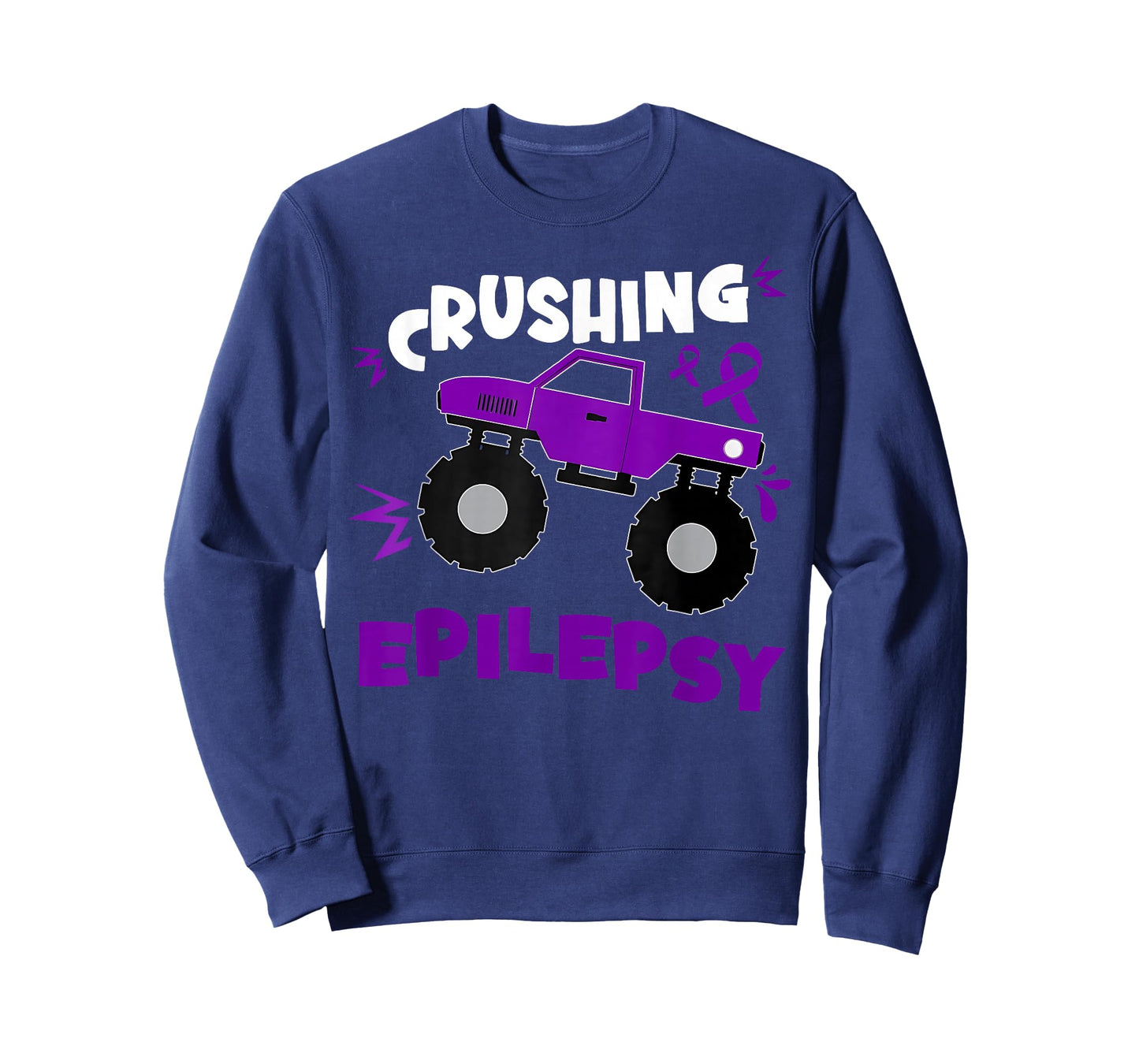 Crushing Epilepsy Awareness Purple Ribbon Monster Truck T-Shirt