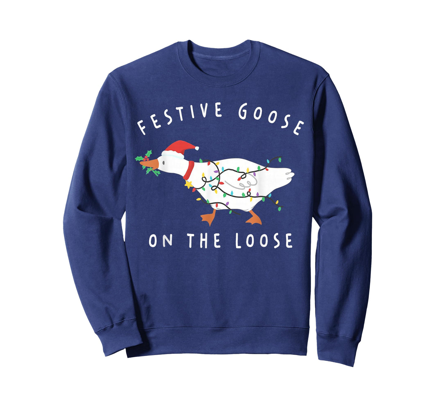 Festive Goose On The Loose Funny Silly Goose Retro Christmas T-Shirt