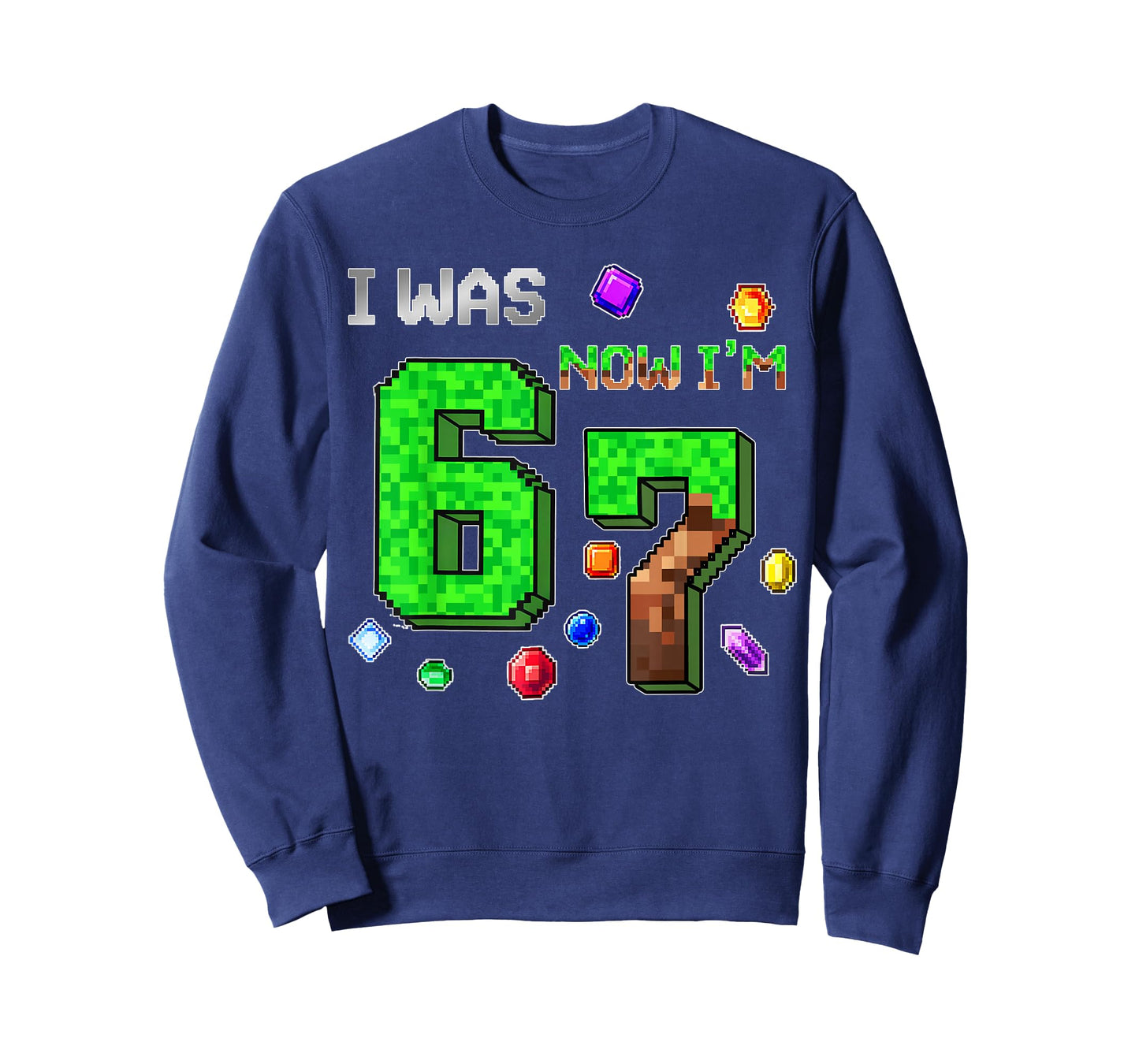 I was 6 Now I'm 7 Year Old 7th Birthday Boy Pixel Block T-Shirt