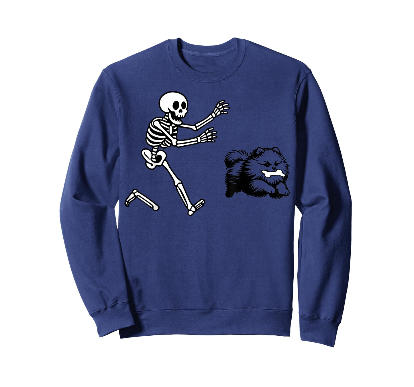 Funny Pomeranian Running Skeleton Halloween T-Shirt