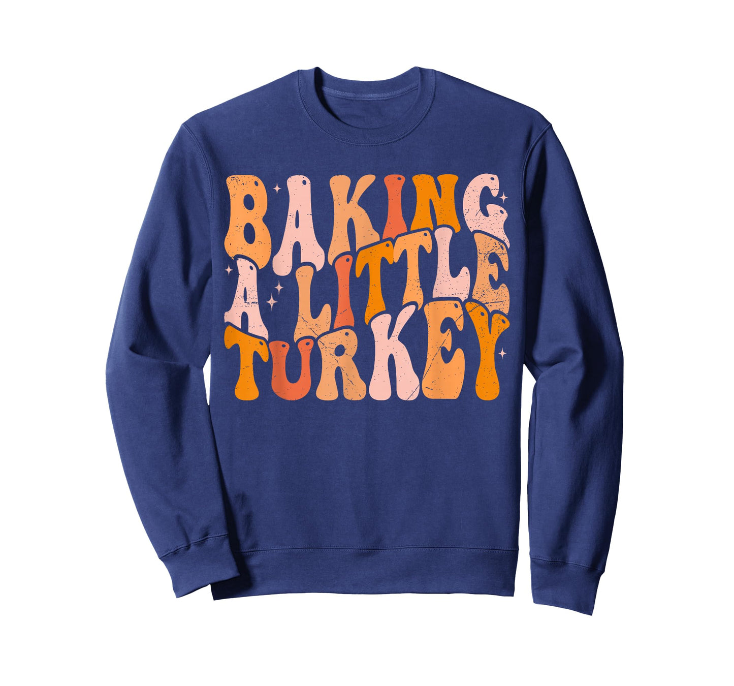 Retro Groovy Baking a Little Turkey Thanksgiving Pregnancy T-Shirt