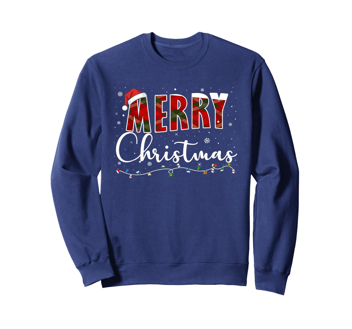 Merry Christmas Lights, Red Santa Hat Xmas Family Men Women T-Shirt