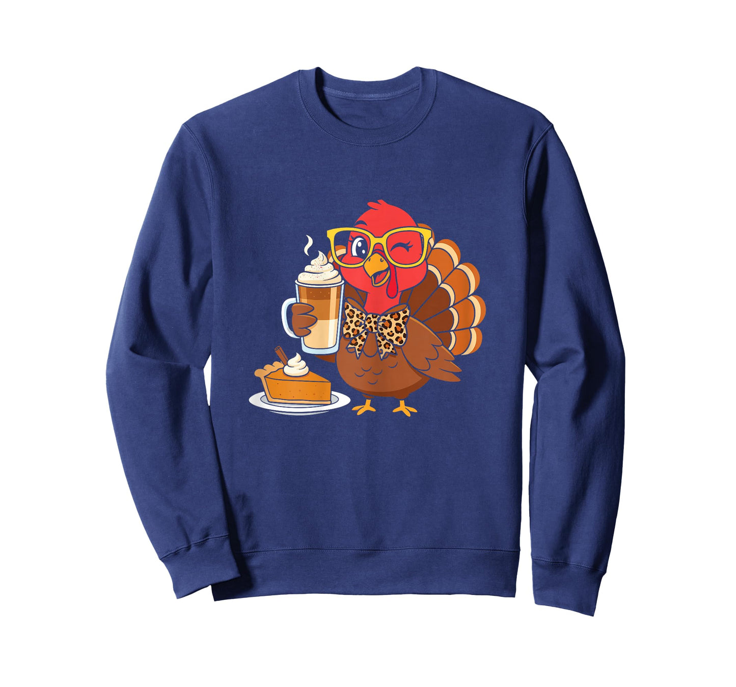 Turkey Drinking Coffee Bow Thanksgiving Womens Funny Gifts T-Shirt
