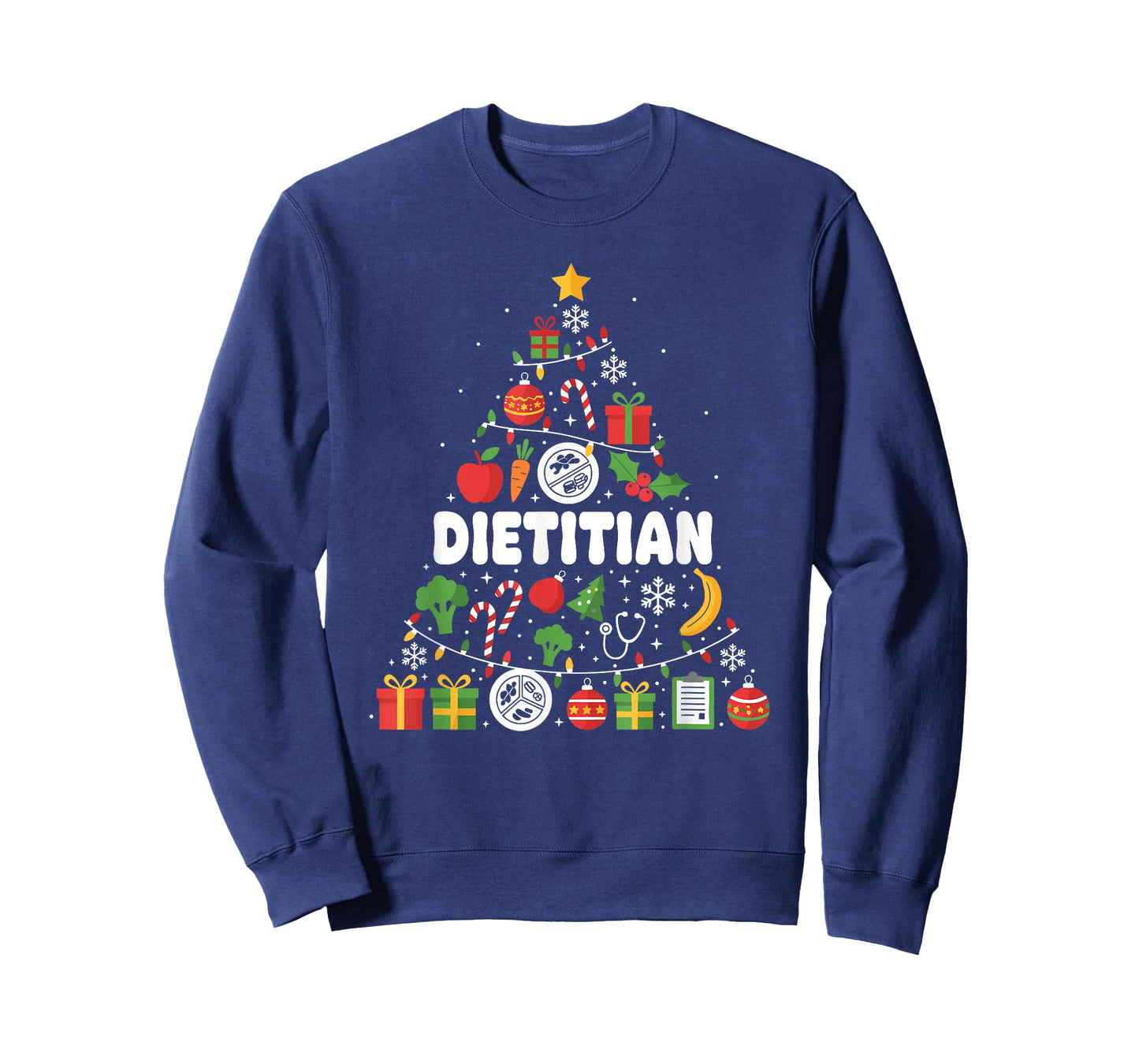 Funny Dietitian Christmas Tree Lights Womens Mens Kids T-Shirt