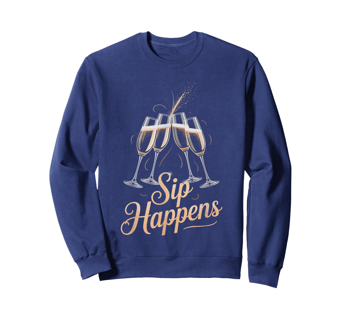 Sip Happens Funny Toast Sparkle Party Design T-Shirt