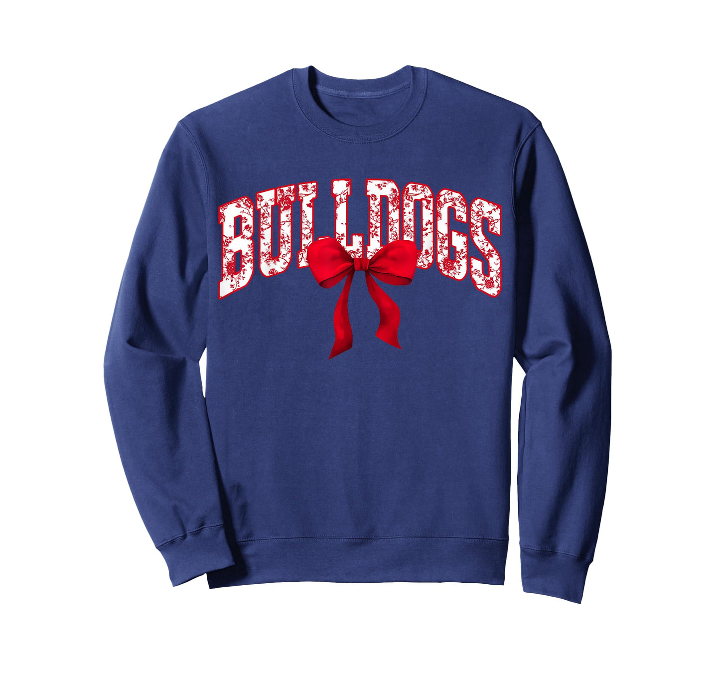 Bulldogs Floral Toile Red Coquette Bow Girls Womens Kids T-Shirt