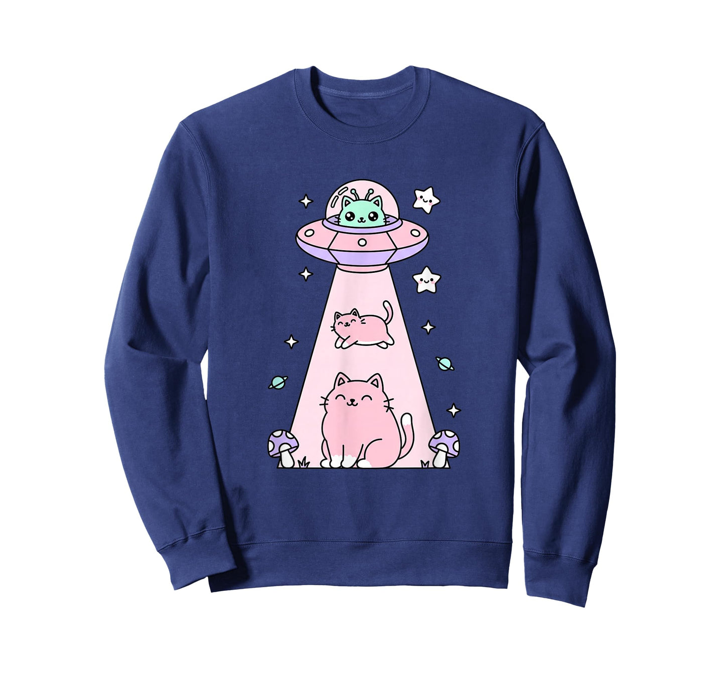 Cat UFO Kawaii Space Cat Art, Cute Alien Cat Cat Lovers T-Shirt
