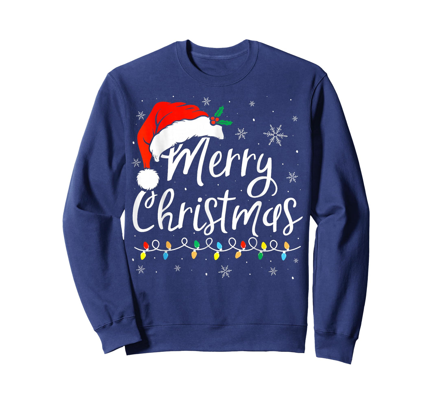 Merry Christmas Lights Santa Hat Xmas Family Matching Pajama T-Shirt