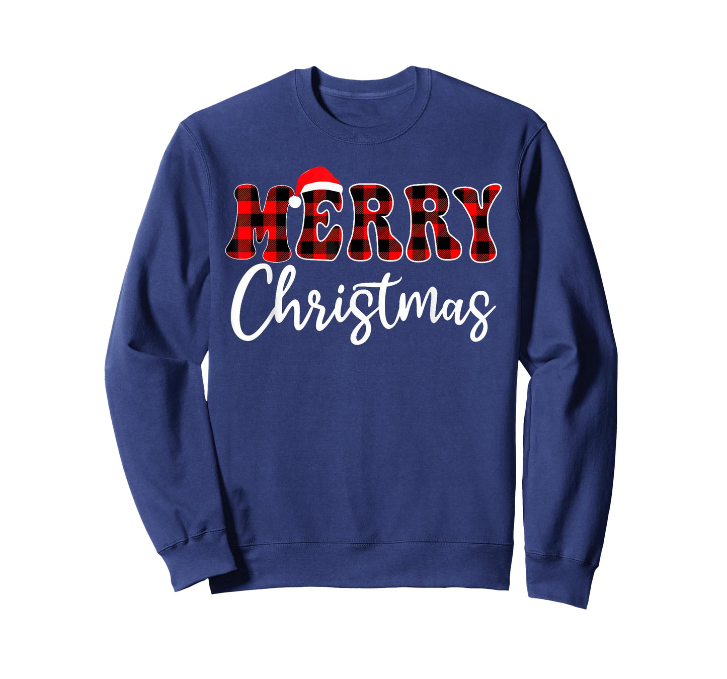 Merry Christmas with Black and Red Plaid Family Men Women T-Shirt