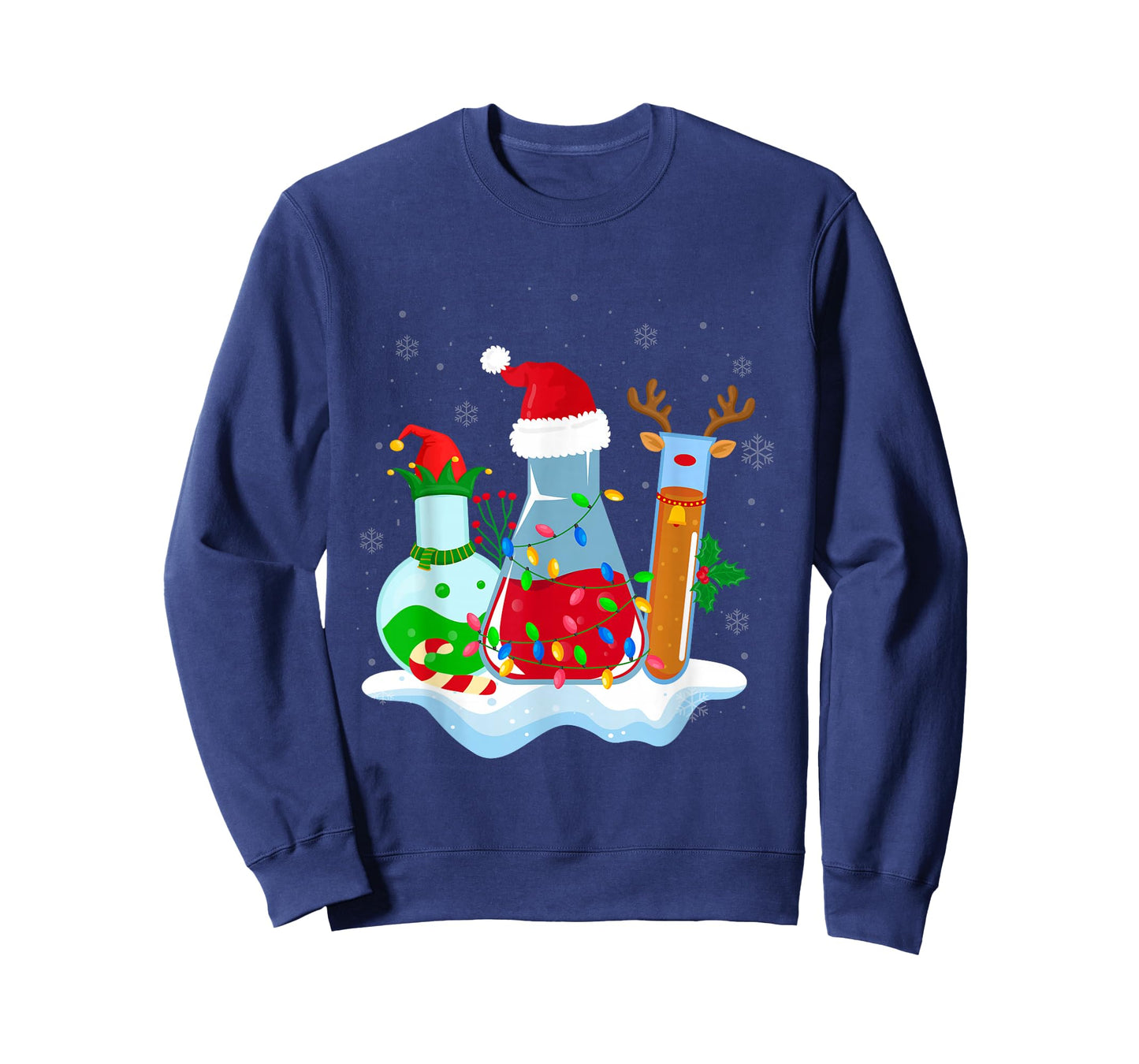 Chemical Laboratory Bottles Santa Reindeer Elf Christmas T-Shirt