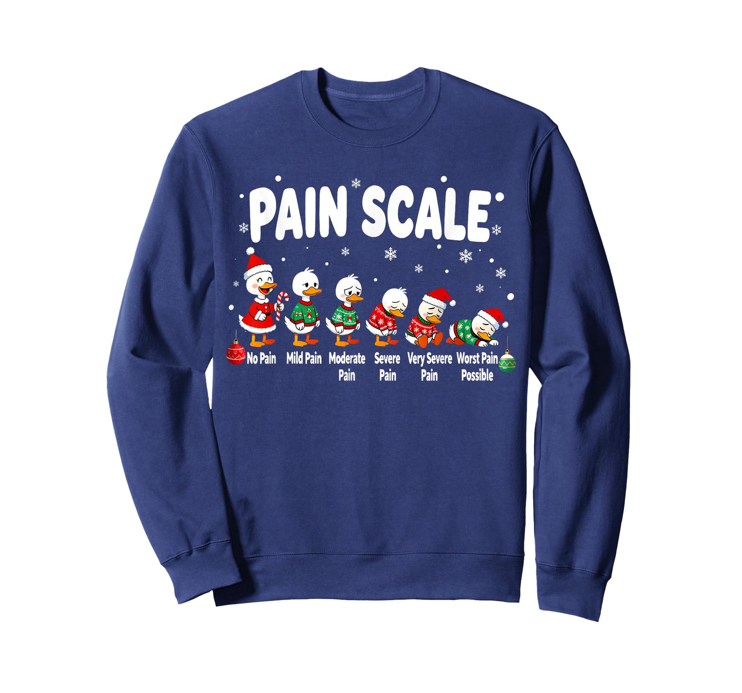 Pain Scale Cute Duck Christmas Nurse Triage Pain Assessment T-Shirt