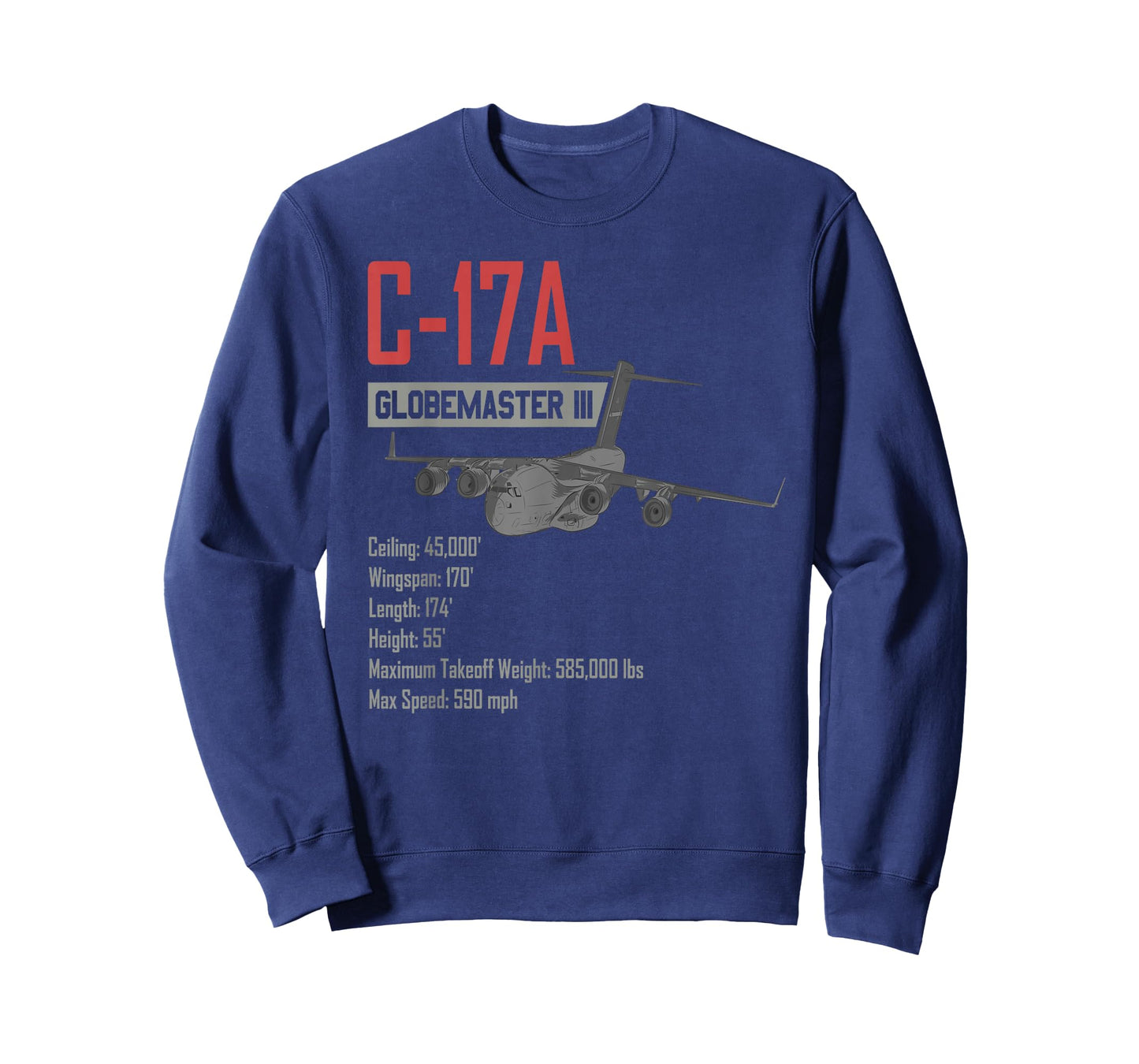American C17A Globemaster Military Heavy Transport Aircraft T-Shirt