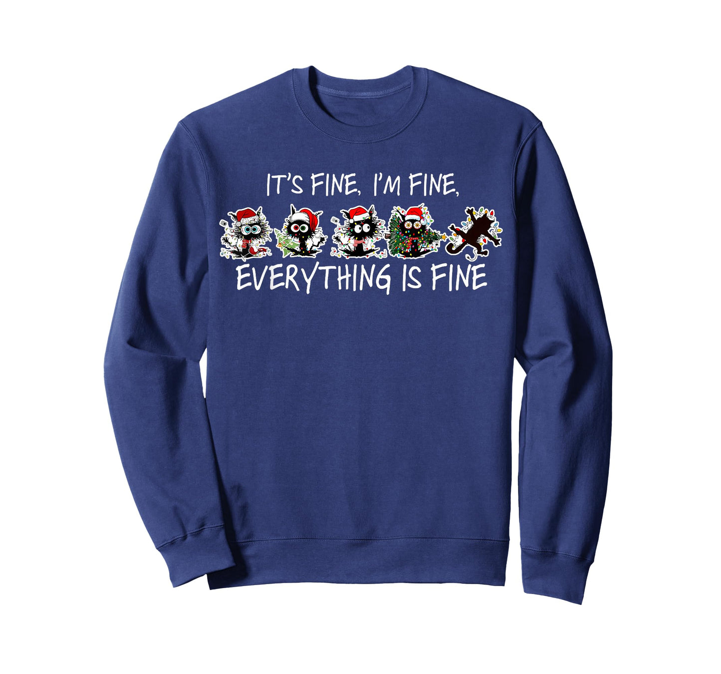 Funny Cat Christmas It’s Fine Everything is Fine Boys Girls T-Shirt