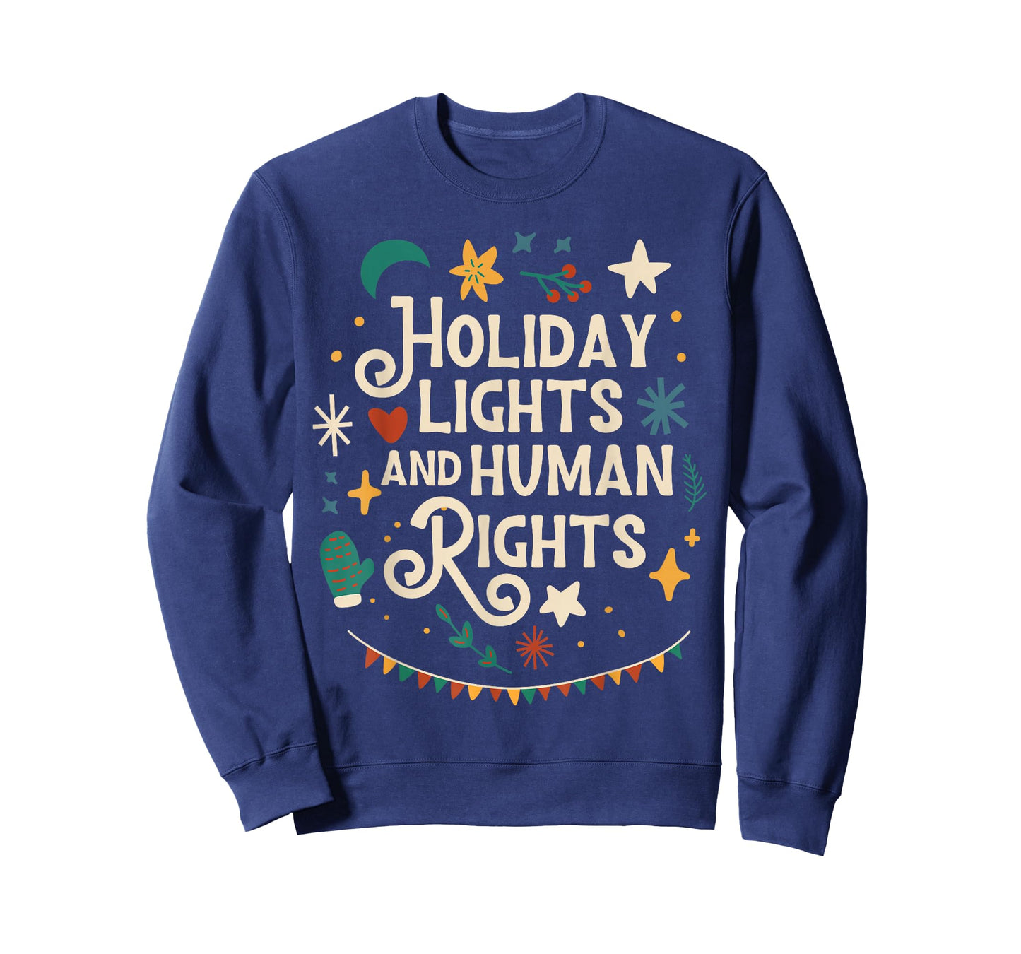 Retro Holiday Lights and Human Rights Supporters Christmas T-Shirt