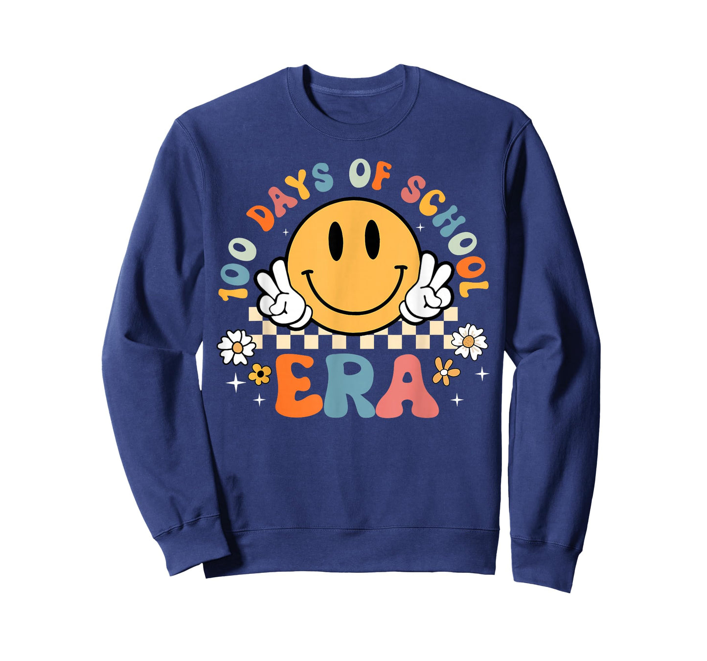100 Days of School Era Groovy 100th Day School Hippie Face T-Shirt