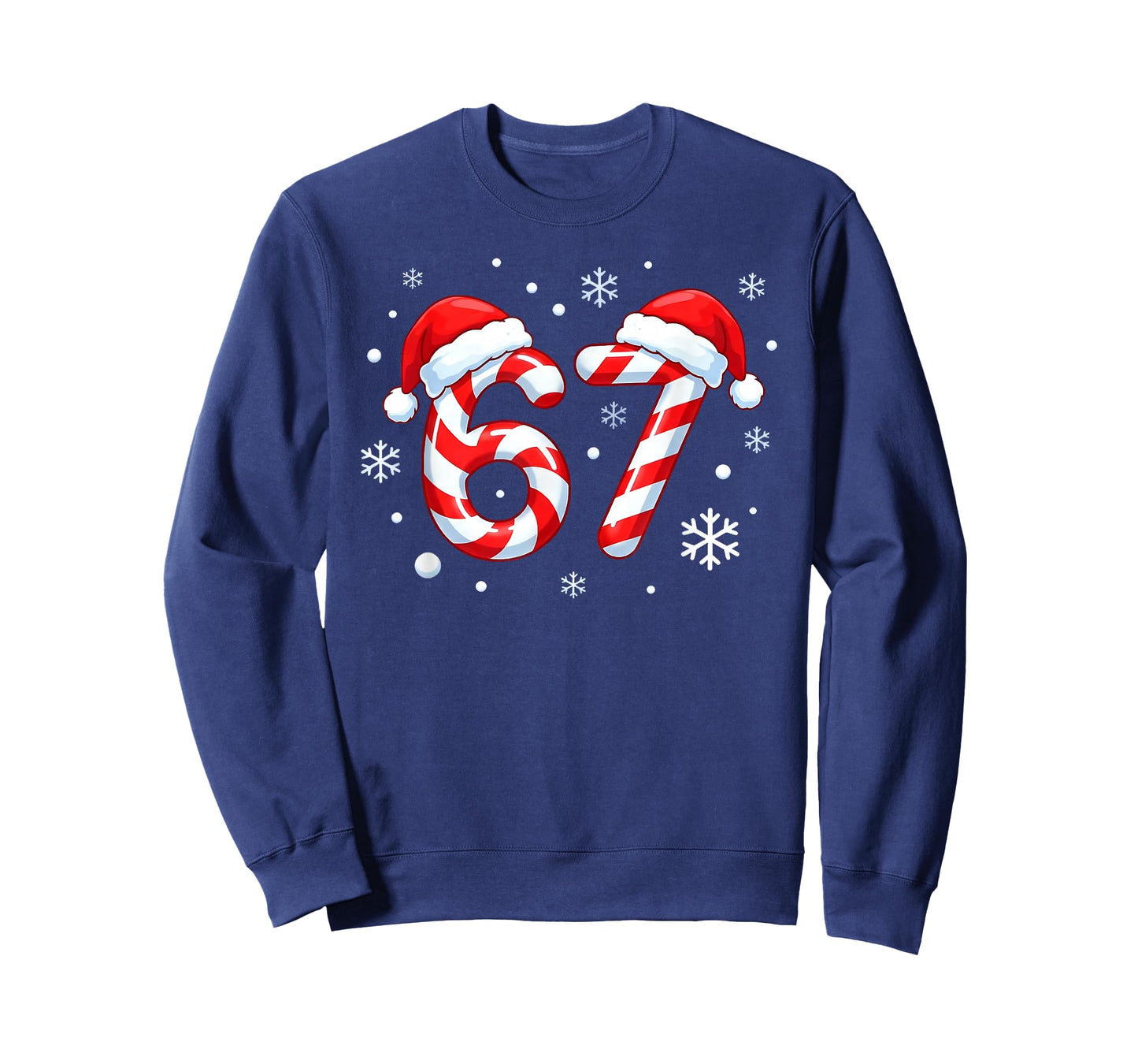 Viral 67 Candy Cane Six Seven Meme Santa Holiday Kids Humor T-Shirt