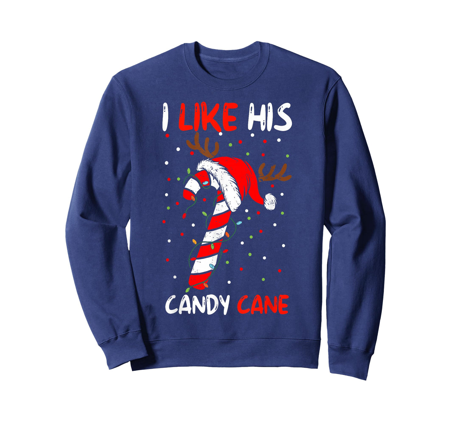 I Like His Candy Cane Couple Matching Christmas Mens Womens T-Shirt