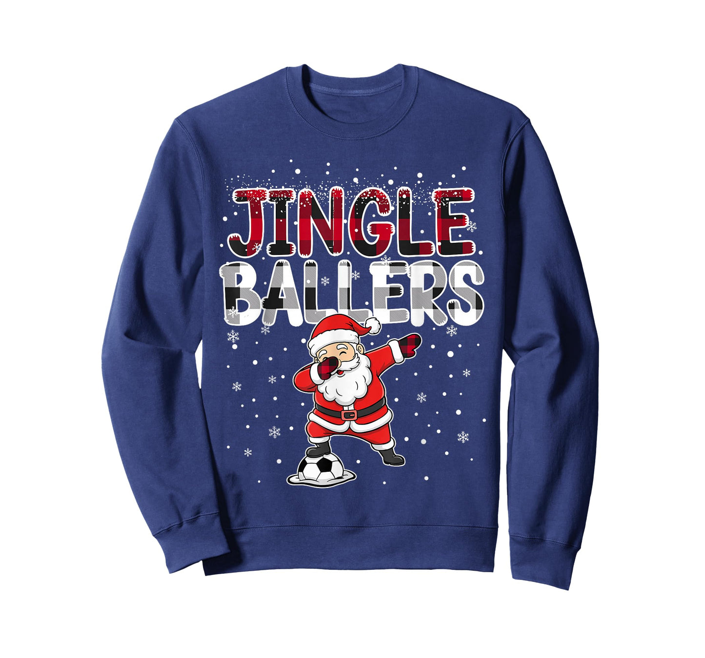 Jingle Ballers Santa Football Christmas Soccer Plaid T-Shirt