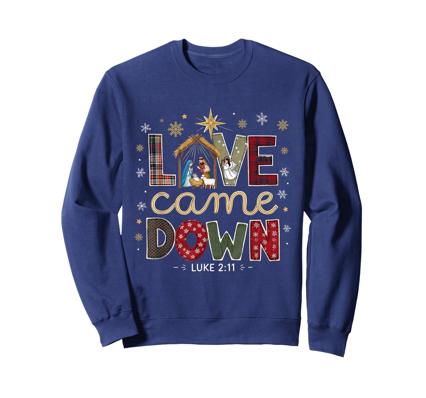 Love Came Down Luke 2:11 Patchwork Christmas Art T-Shirt