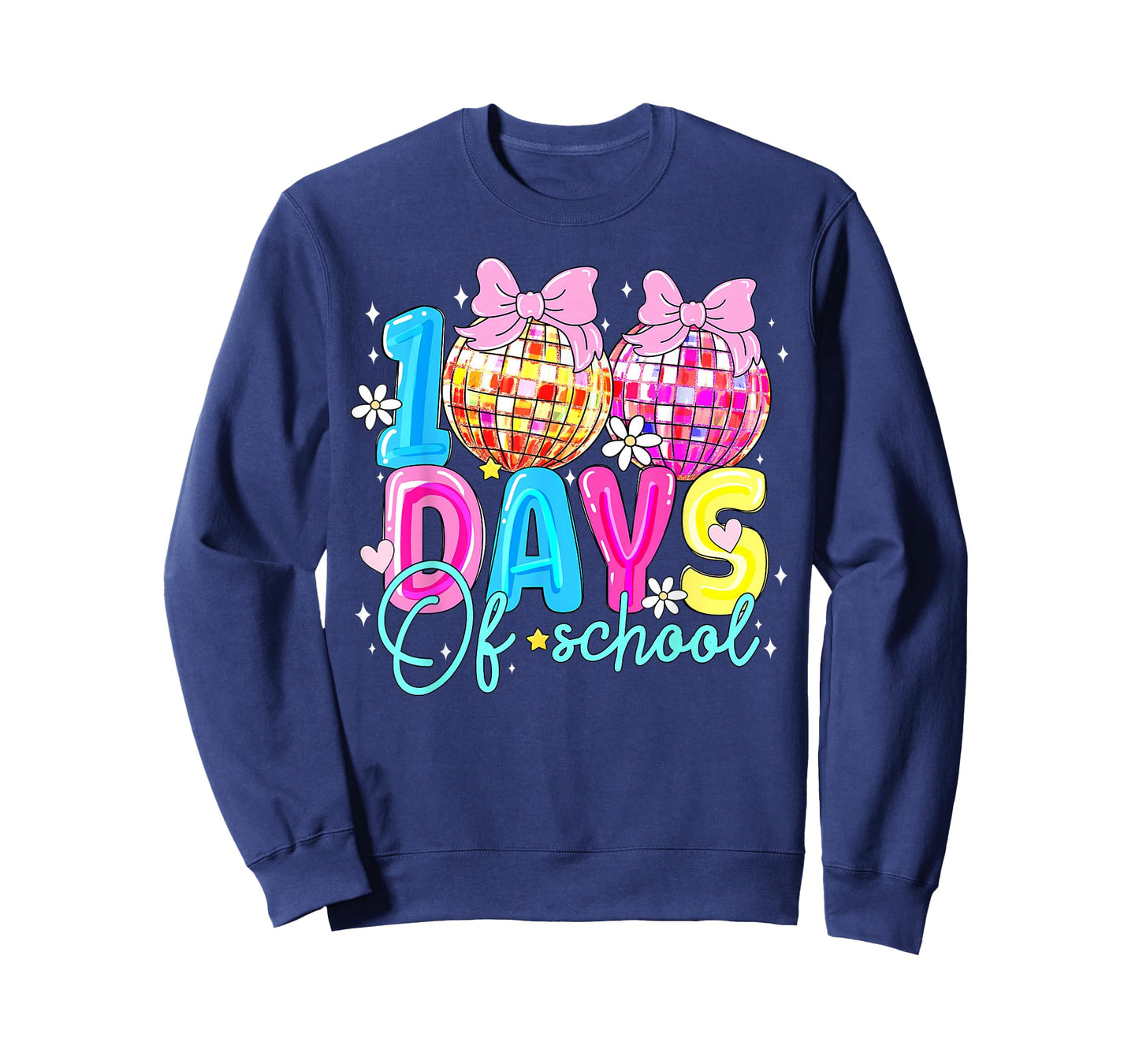 100 Days of School Disco Ball Coquette Bow Girl Kid Teacher T-Shirt