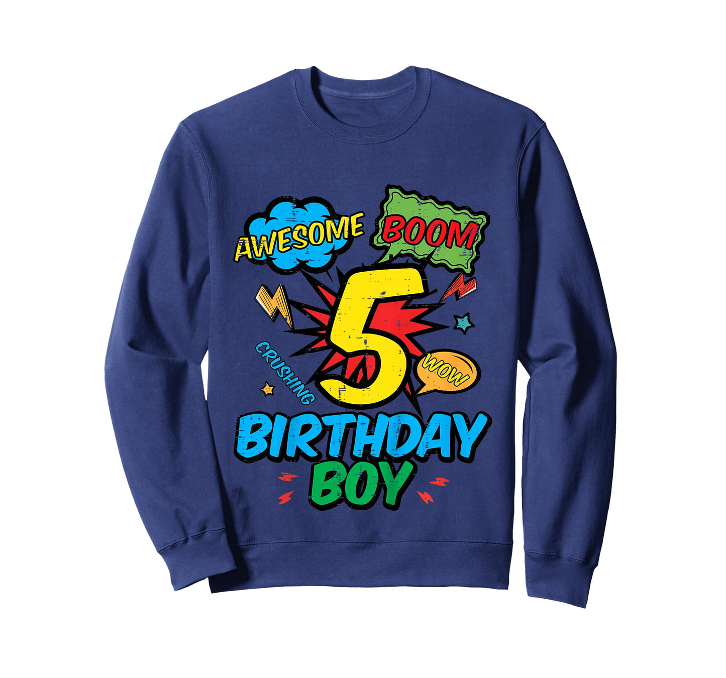 Kids 5 Birthday Boy Comic Cool 5th Bday Superhero Party Boys Kids T-Shirt