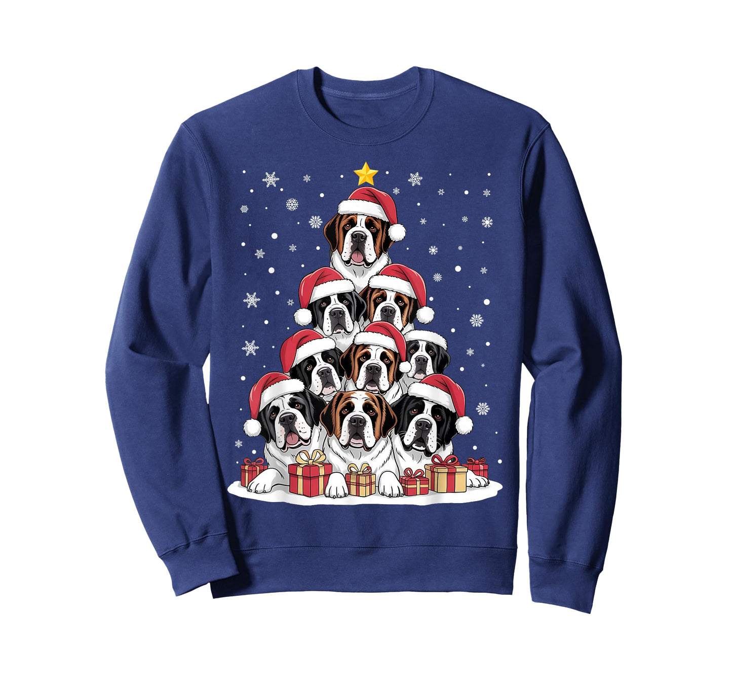 Saint Bernard Dog Christmas Tree Family Matching Xmas Pajama T-Shirt