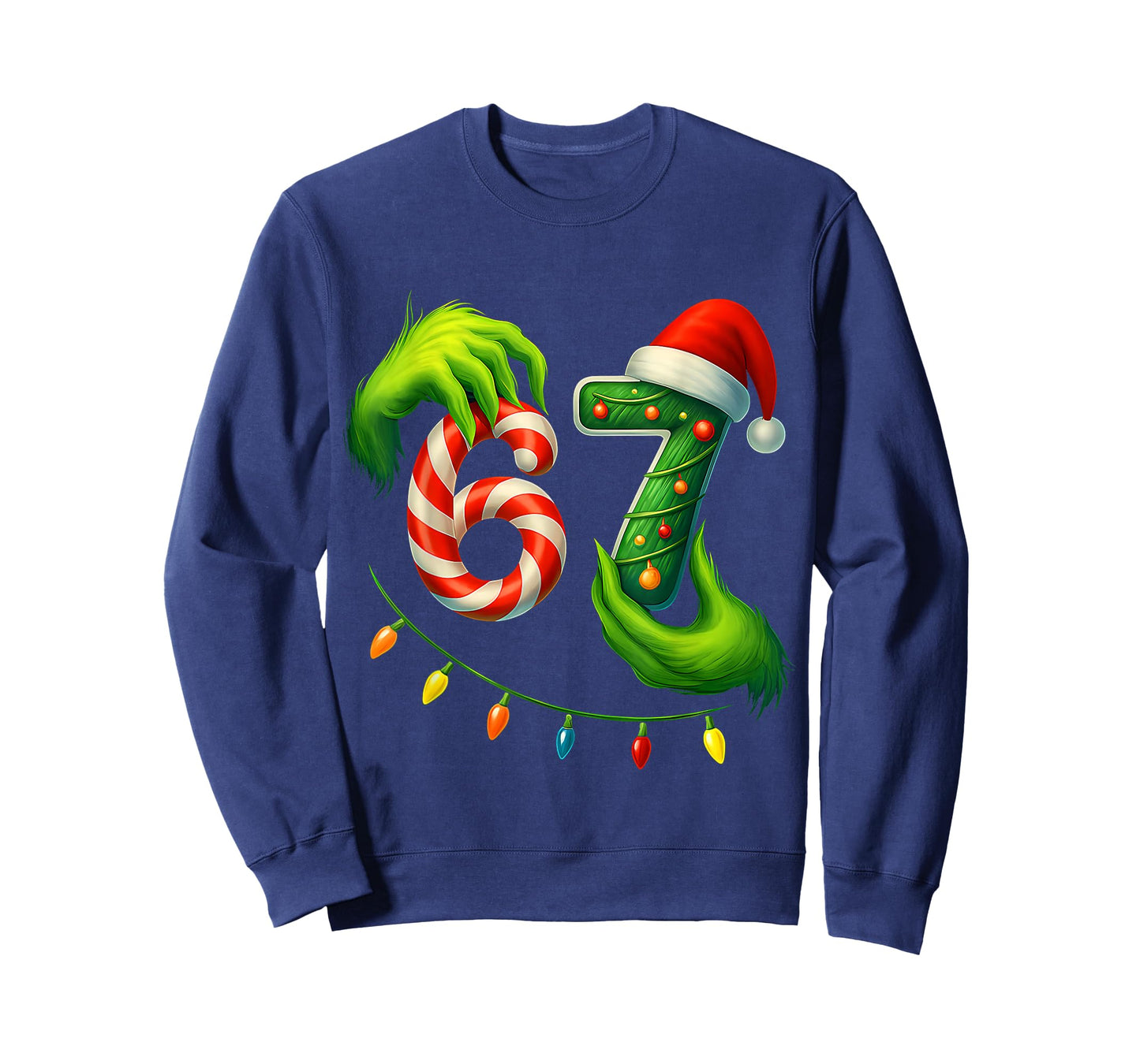 Funny Six Seven 67 Meme 6 7 Santa Christmas Brainrot Kids Pj T-Shirt