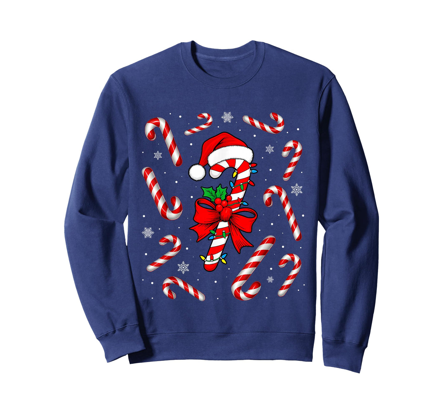 Funny Red and White Candy Cane Xmas Lights Santa Christmas T-Shirt