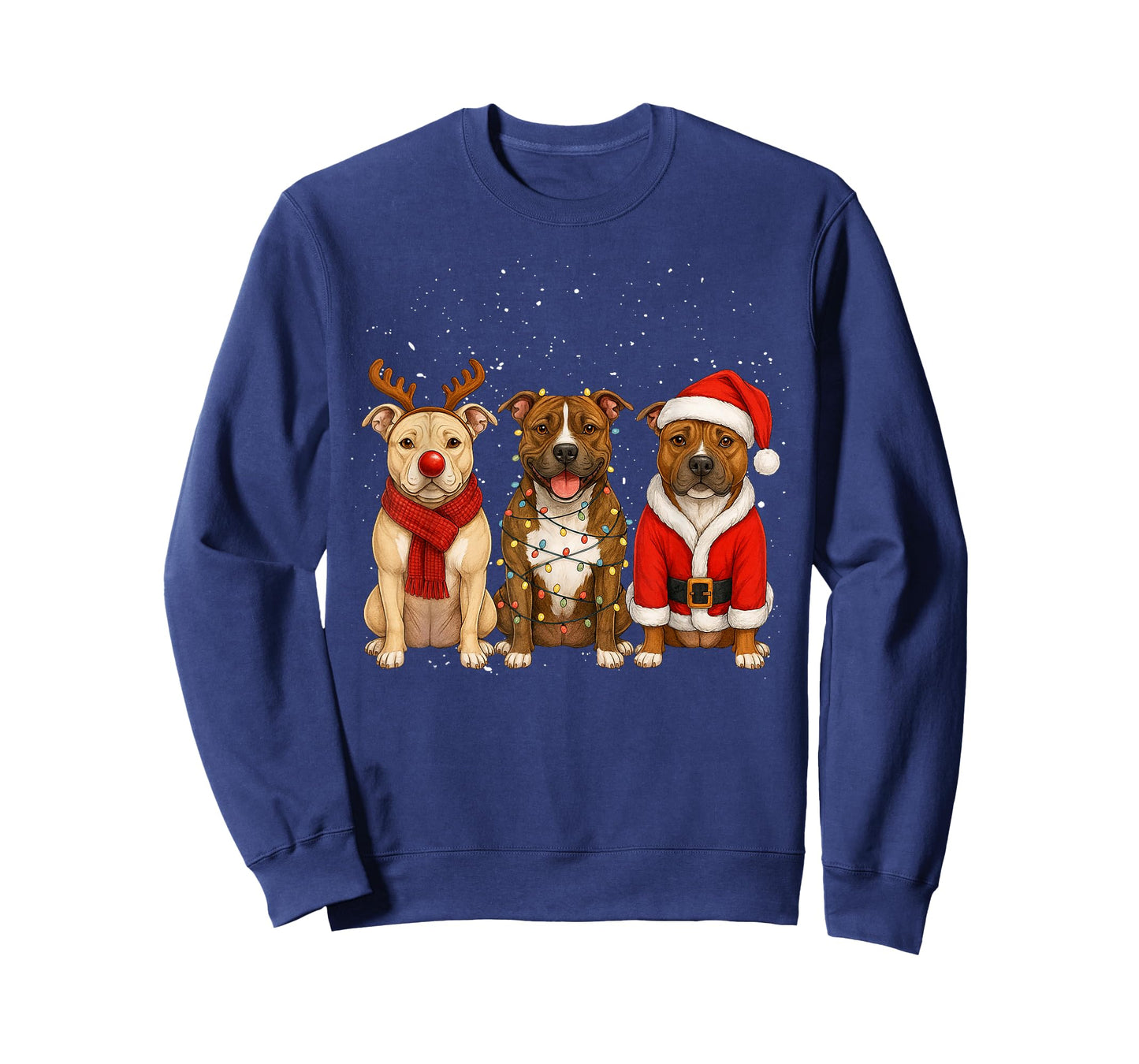 Pitbull Christmas Reindeer Xmas Santa Pittie Dog mom Kids T-Shirt