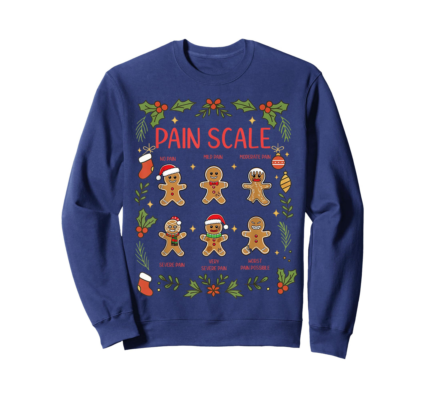 Pain Scale Gingerbread Assessment RN ER Nurse Christmas T-Shirt