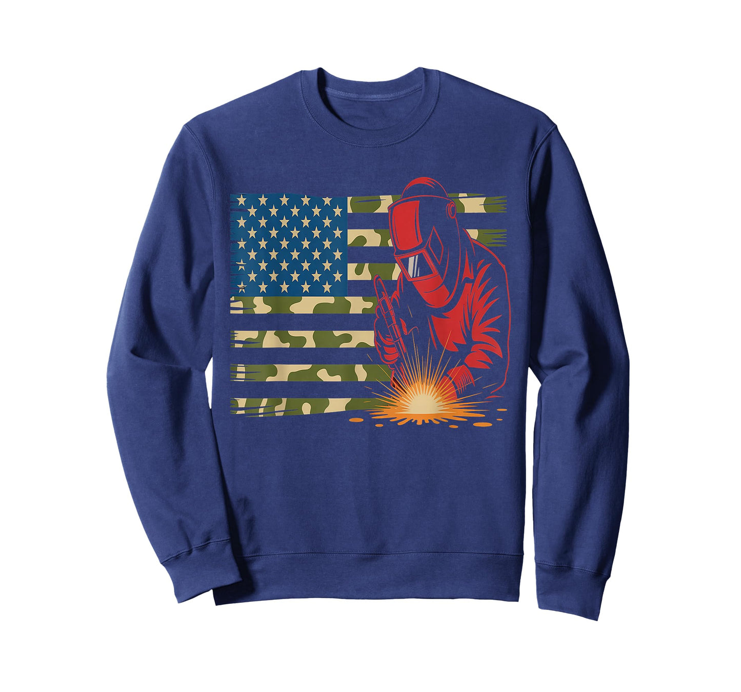 Welder Camo USA Flag T-Shirt - Patriotic Welding T-Shirt