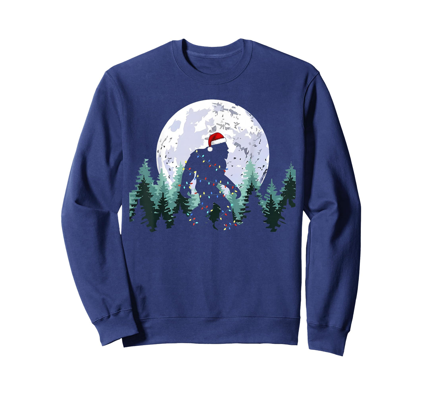 Christmas Bigfoot Sasquatch Tree Lights Funny Xmas Men Boys T-Shirt