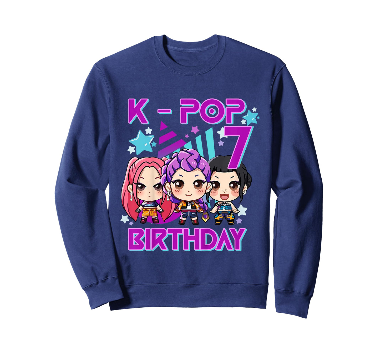 It's My 7th Birthday Cute Chibi Kpop Funny 7th Birthday Girl T-Shirt