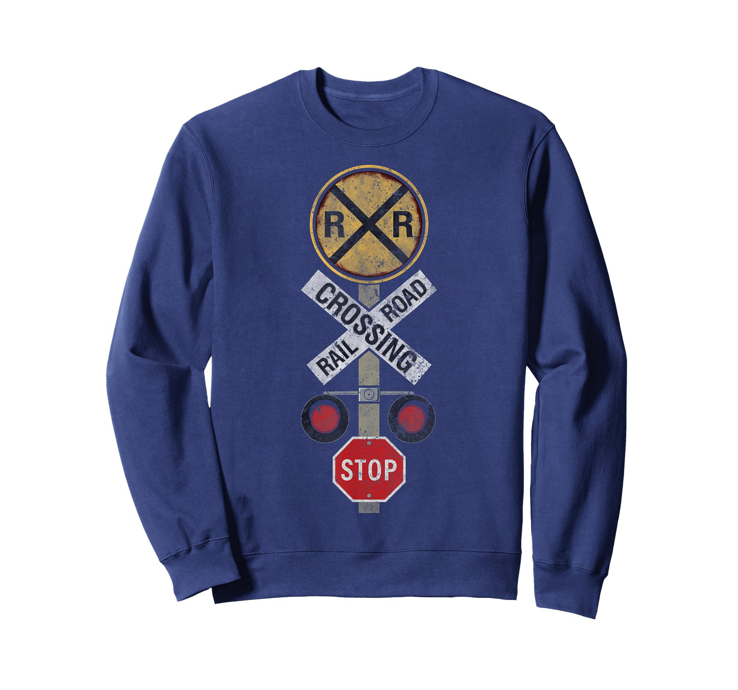 Funny Train Lover Railroad Crossing with Lights Road Sign T-Shirt