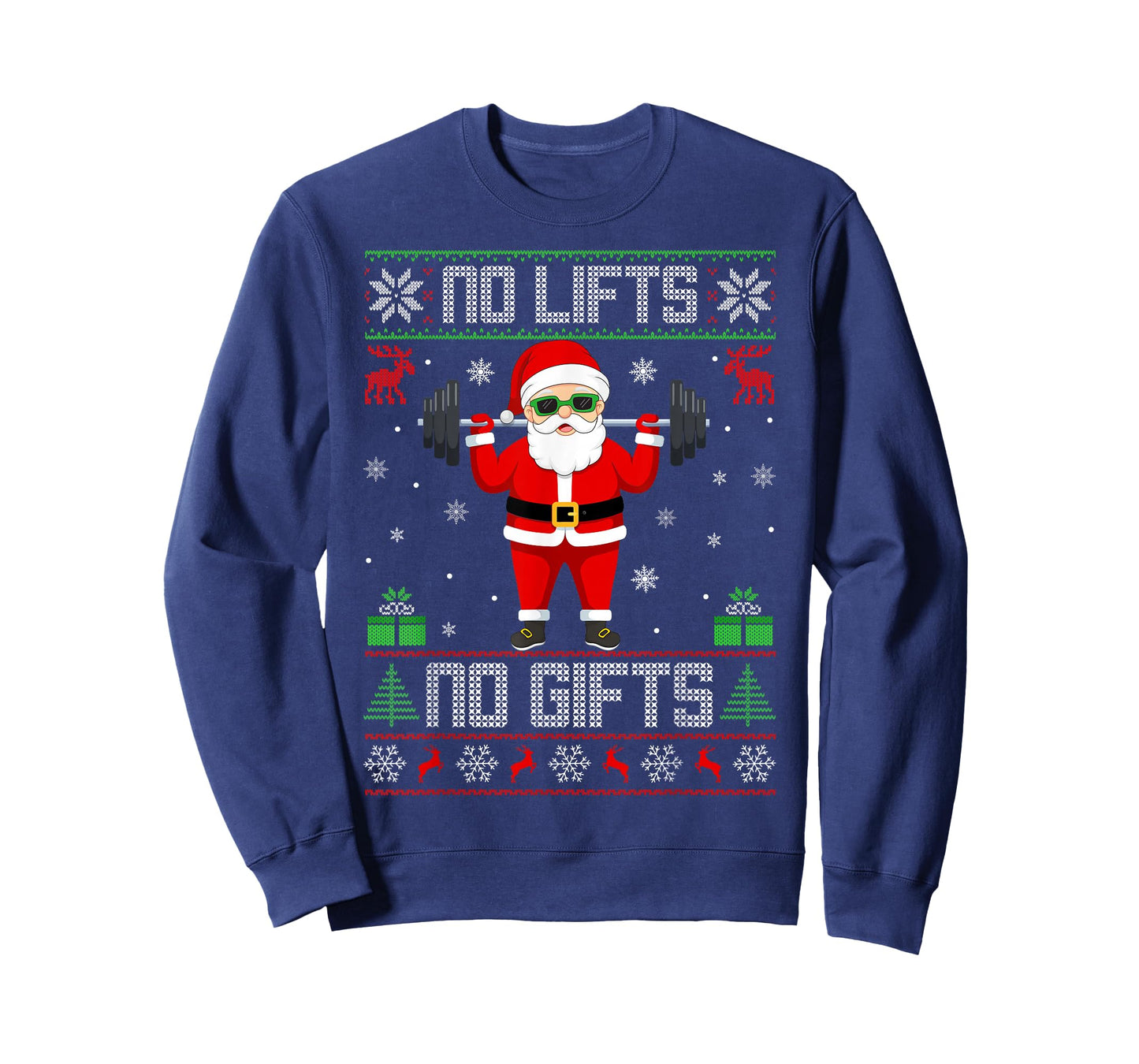 Weightlifting Workout Gym Santa Christmas Ugly Sweater Xmas T-Shirt