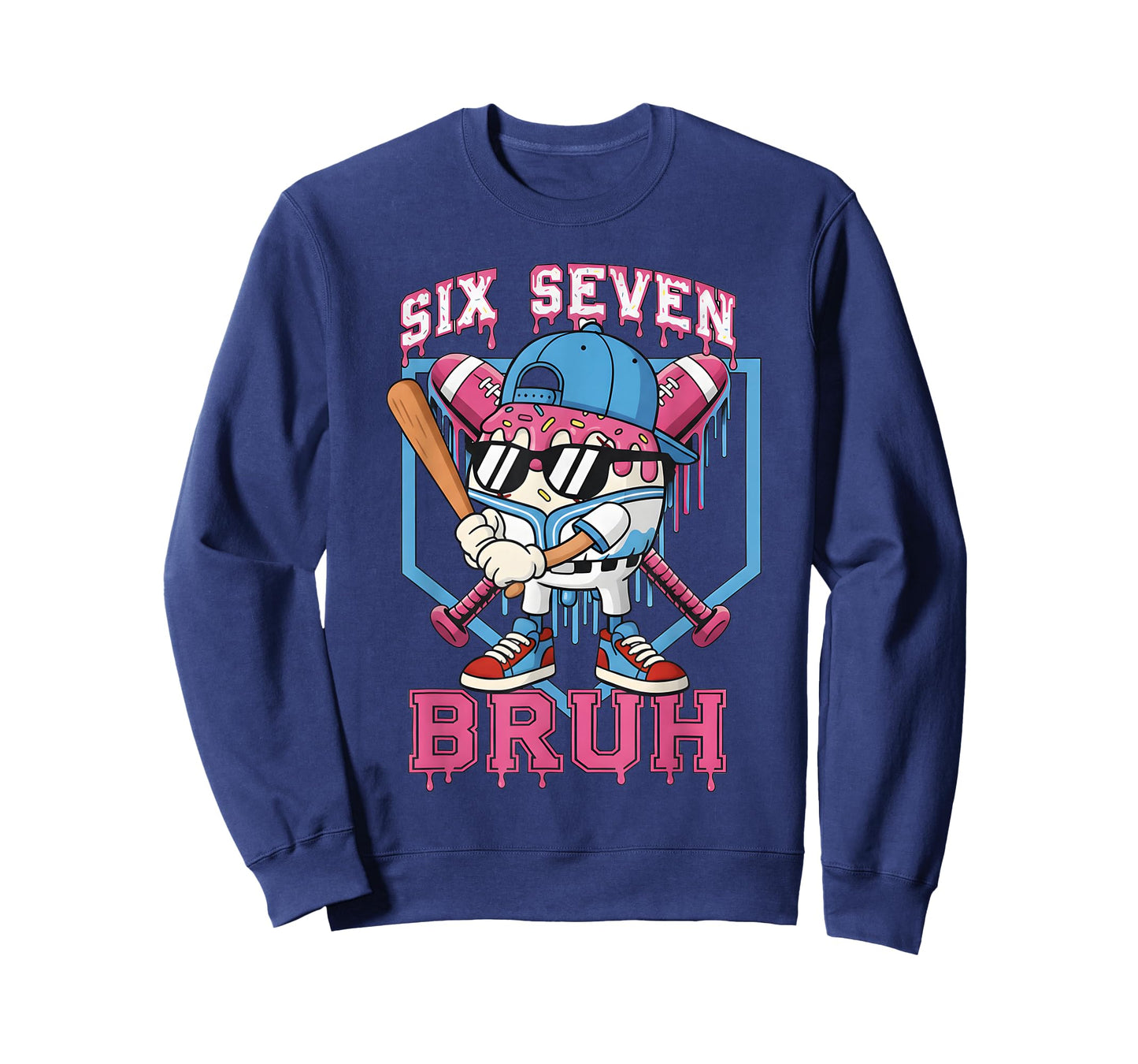 Six Seven Bruh Meme Baseball Ice Cream Drip 67 for Kids Boys T-Shirt