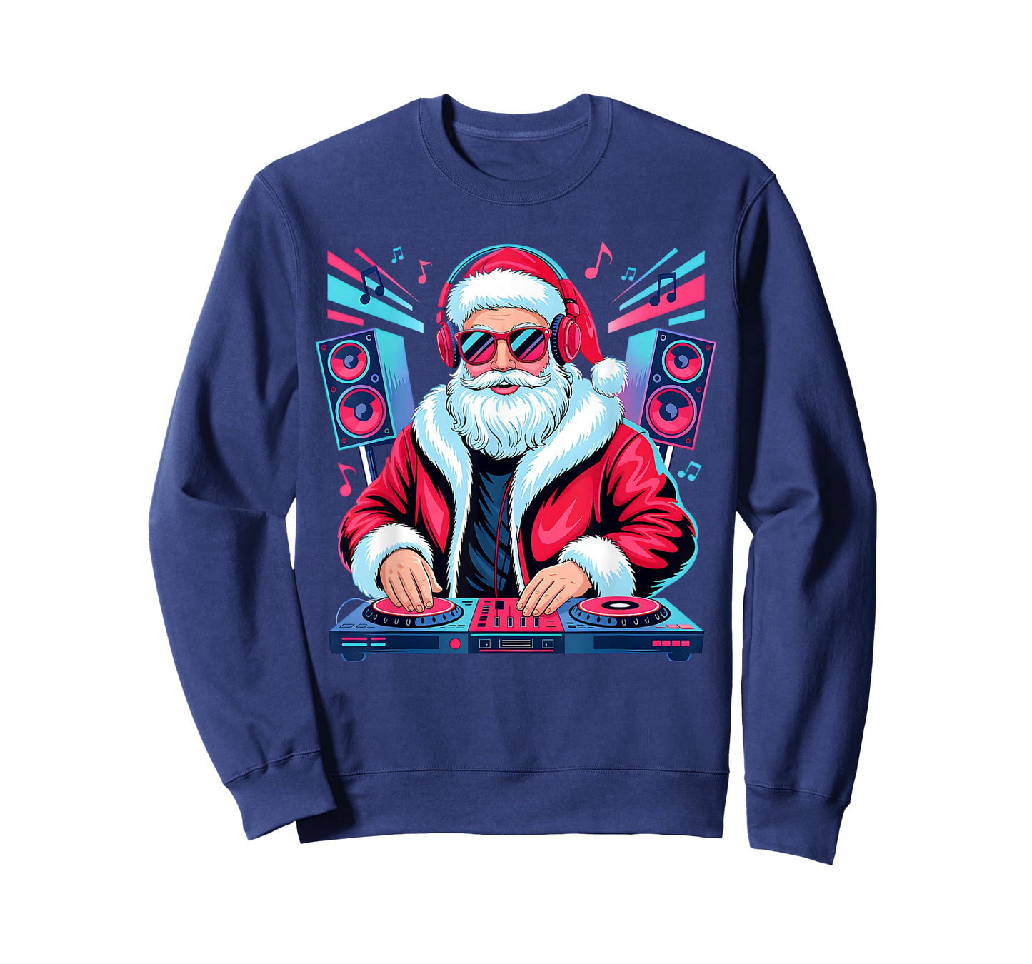 Christmas Santa DJ Turntable Music Lover Funny Xmas Pajamas T-Shirt