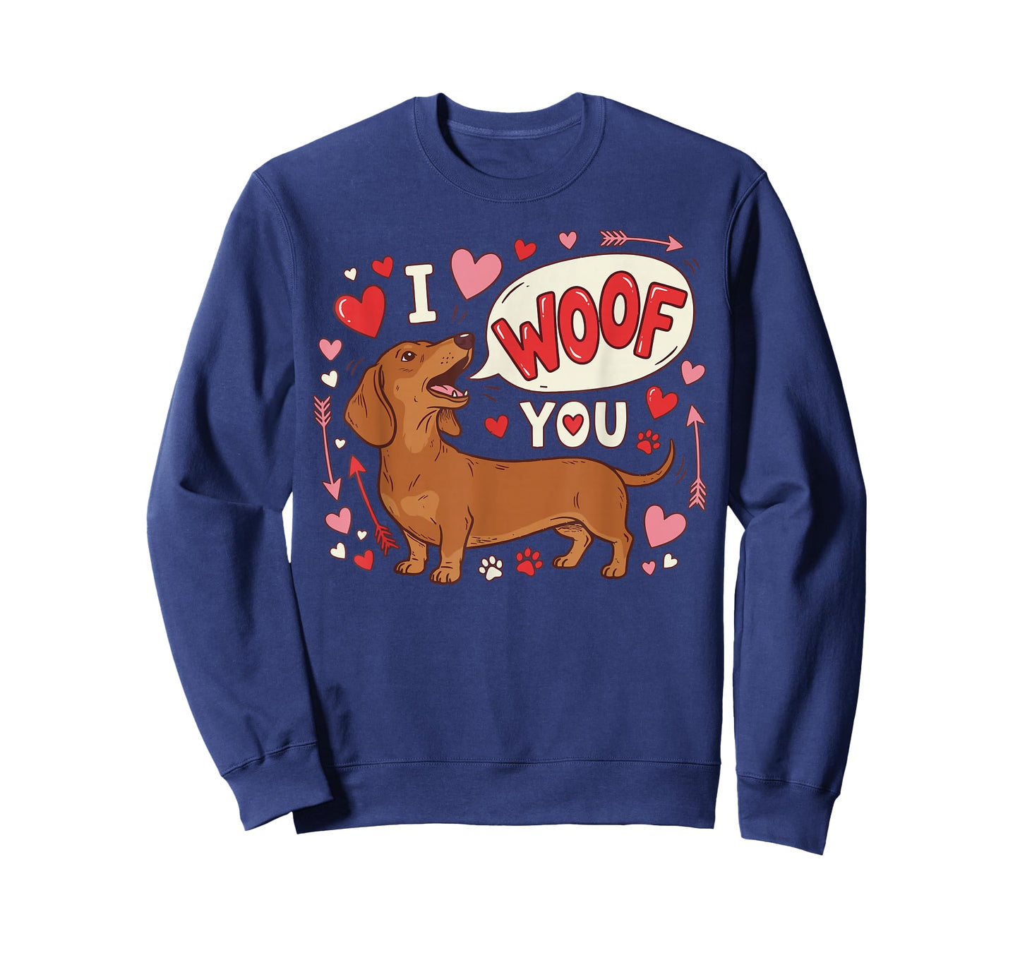 Dachshund Valentines Day I Woof You Love Wiener Dog Lover T-Shirt