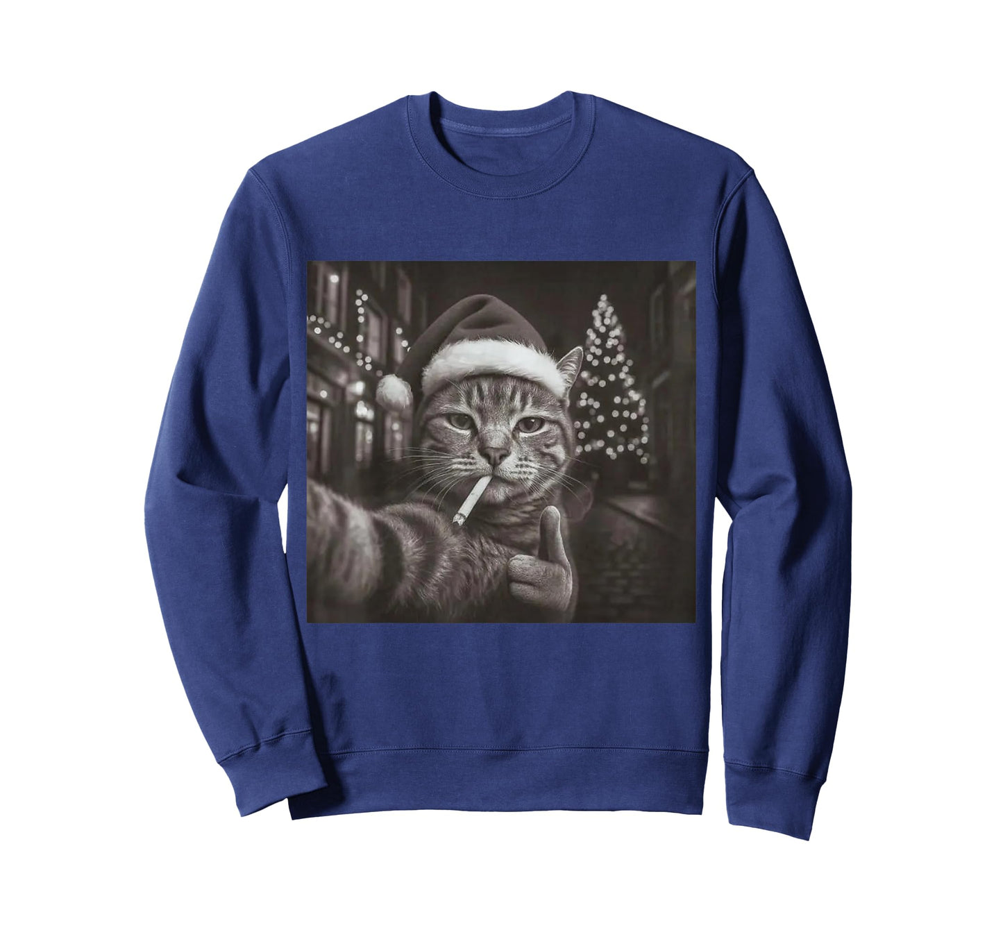 Christmas Smoking Cat Meme Funny Cigarette Cat Animal Lovers T-Shirt